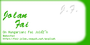 jolan fai business card